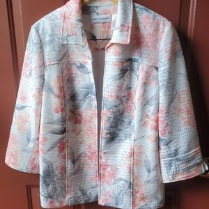 Alfred Dunner Pink and Gray Floral Jacket